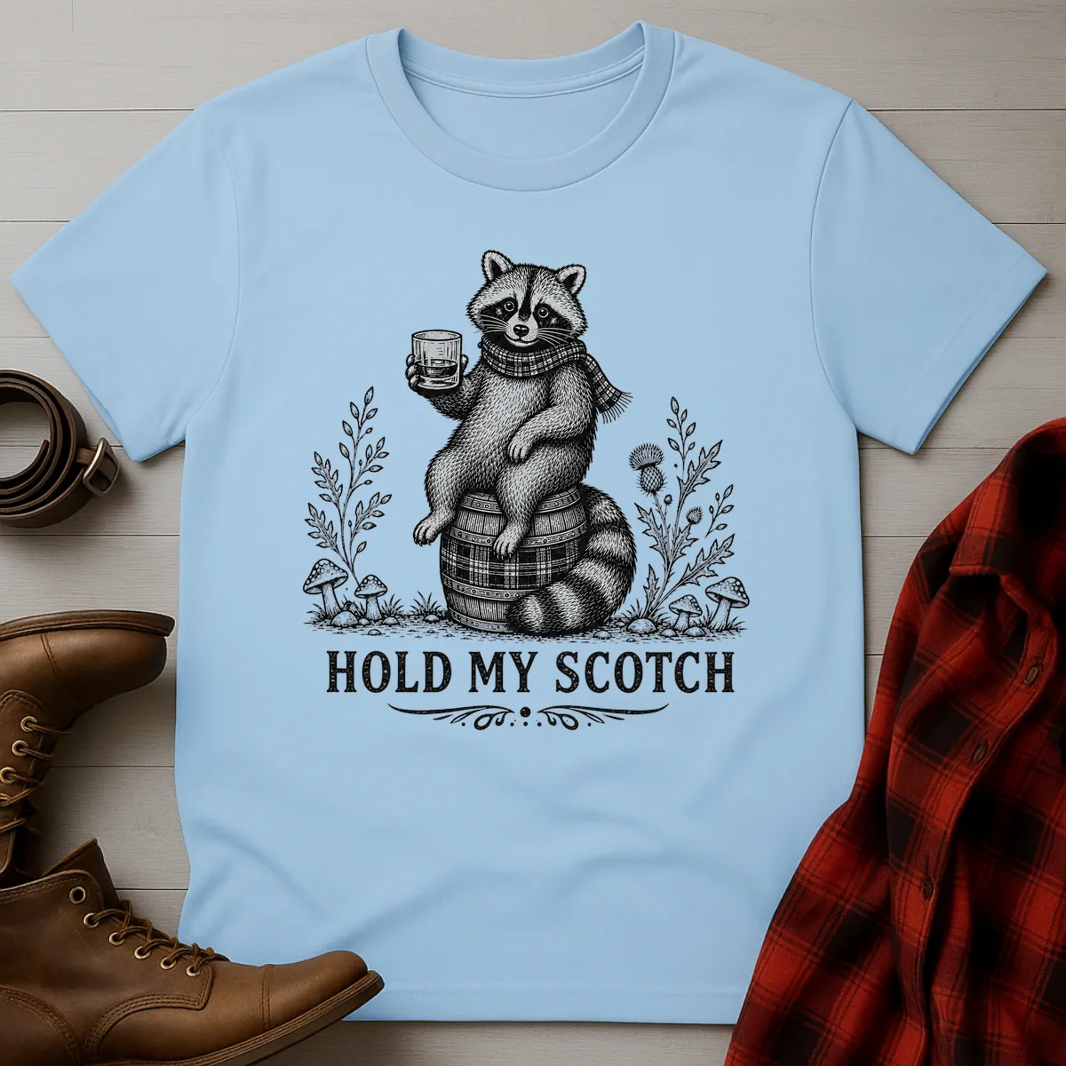 Hold My Scotch Raccoon Whisky T-Shirt