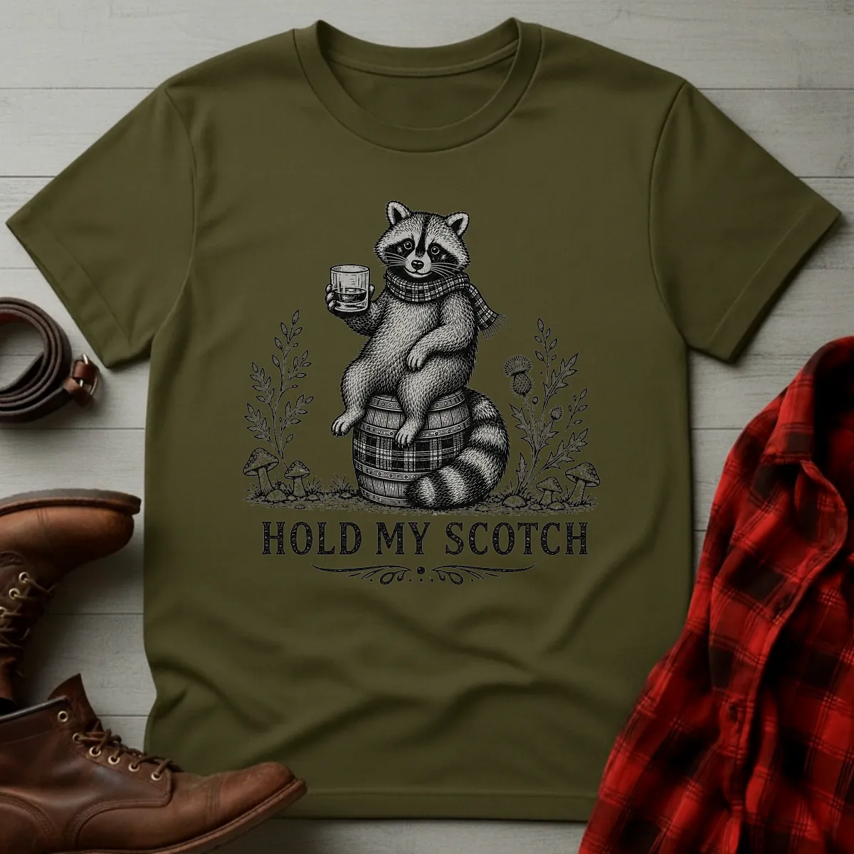 Hold My Scotch Raccoon Whisky T-Shirt