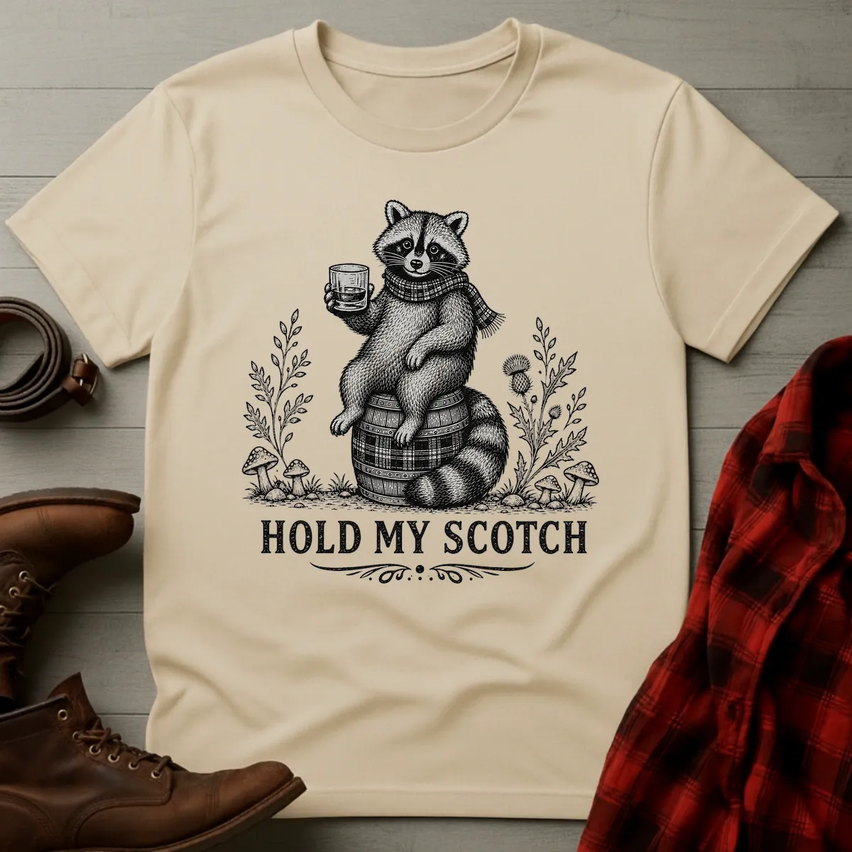 Hold My Scotch Raccoon Whisky T-Shirt