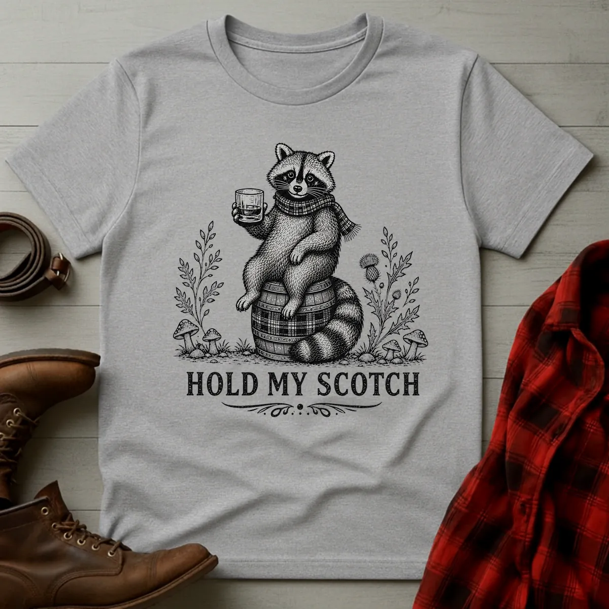 Hold My Scotch Raccoon Whisky T-Shirt