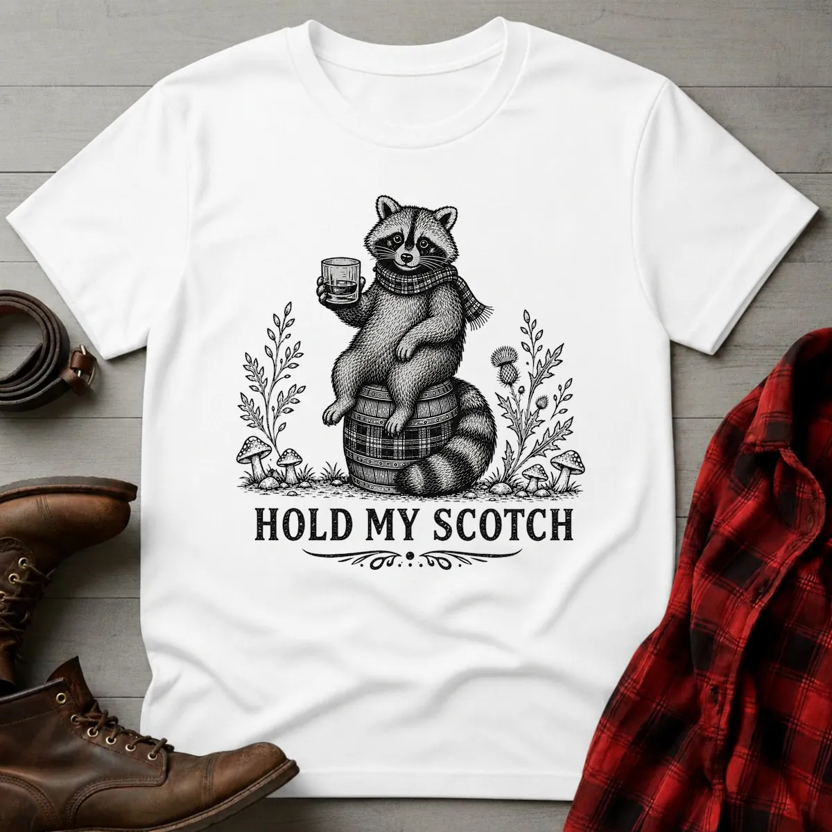 Hold My Scotch Raccoon Whisky T-Shirt