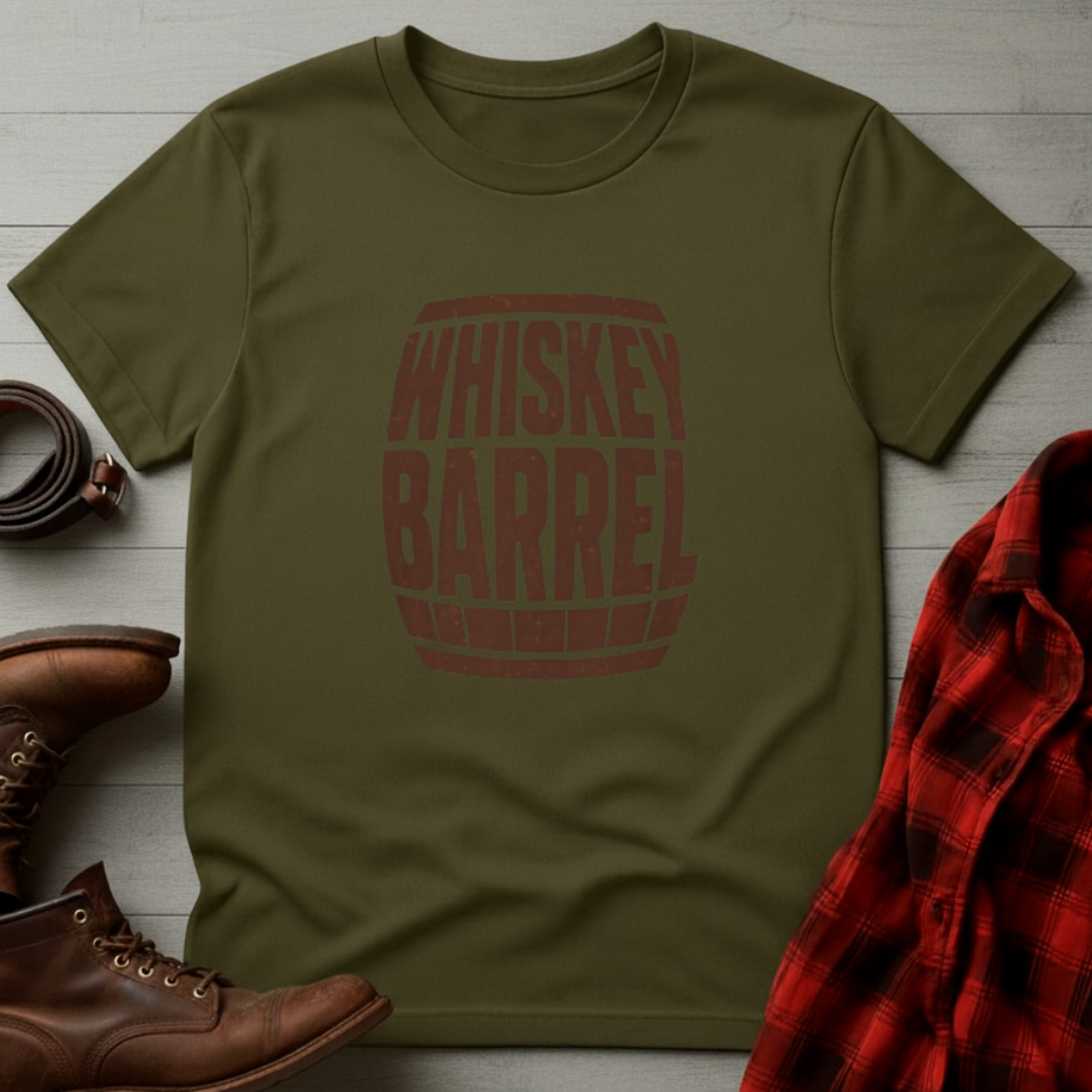 Whiskey Barrel Typography T-Shirt